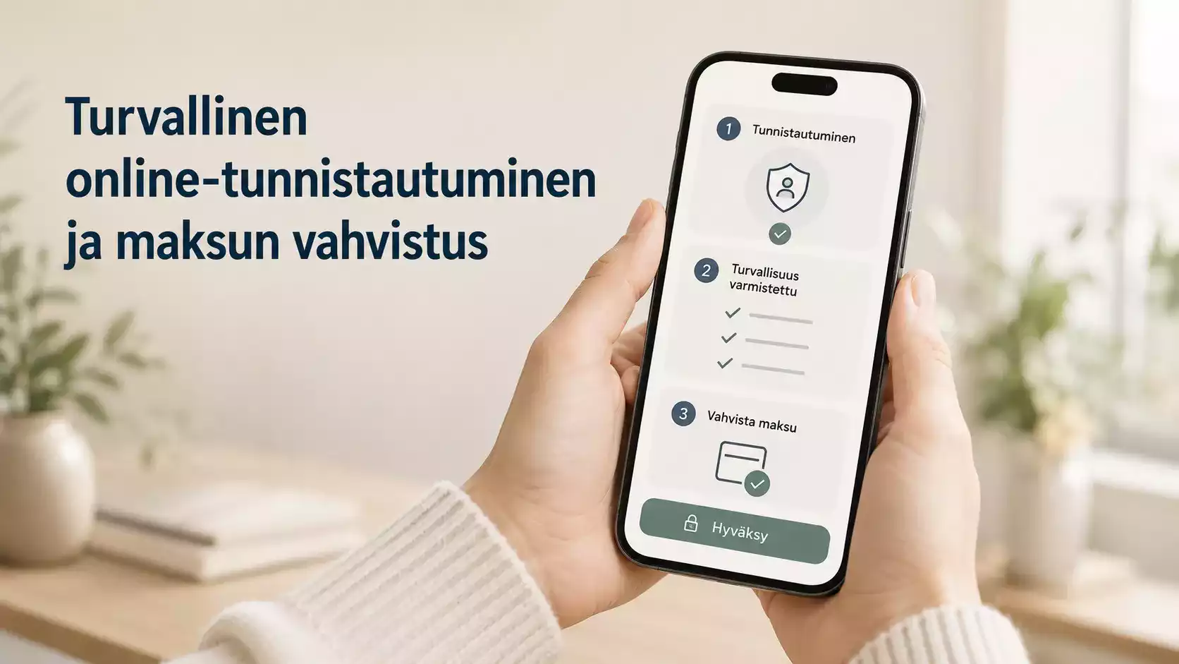 Rauhallinen havainnekuva pankkitunnistuksen ja kasinopalvelun välisestä tarkistuspolusta